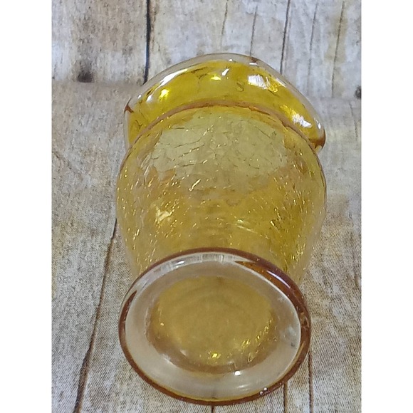 Yellow Crackle Glass Bud Vase Miniature Succulent Air Plants Planter (9A) - Picture 6 of 6